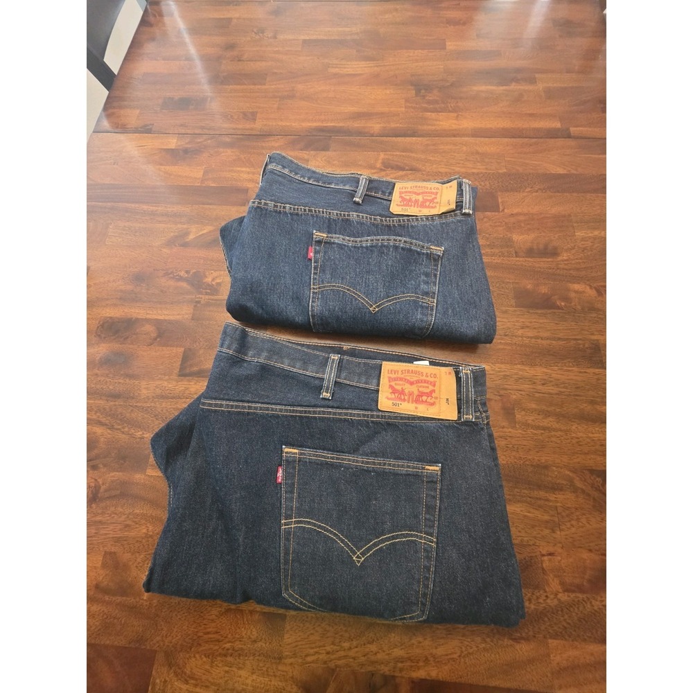 Levi's 501 Men's Jeans 58×32 Stretch Straight Leg Button Fly Blue   2Pair Lot